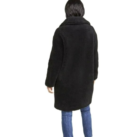 Stand Studio Black Teddy Thick Fleece Long Coat Jacket Size 44 US 12 NWT - Picture 2 of 7